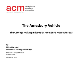 The Carriage Making Industry of Amesbury, Massachusetts