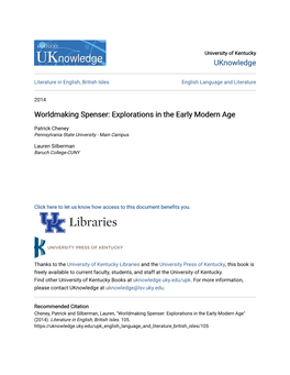 Worldmaking Spenser: Explorations in the Early Modern Age