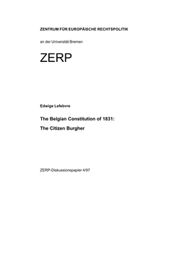 The Belgian Constitution of 1831: the Citizen Burgher