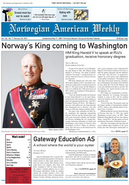 Norway's King Coming to Washington