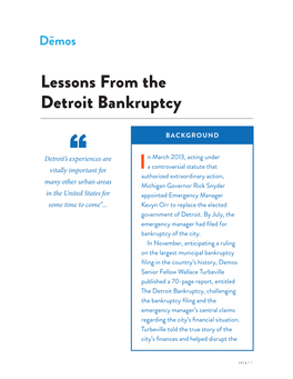 Lessons from the Detroit Bankruptcy