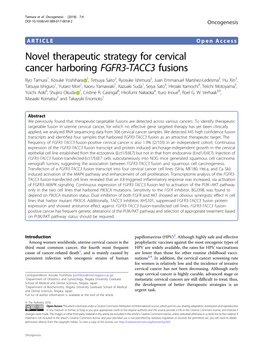 Novel Therapeutic Strategy for Cervical Cancer Harboring FGFR3-TACC3