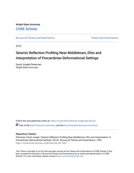 Seismic Reflection Profiling Near Middletown, Ohio and Interpretation of Precambrian Deformational Settings