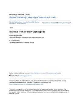 Digenetic Trematodes in Cephalopods