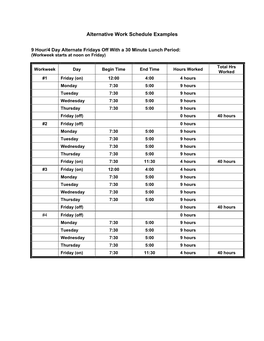 Alternative Work Schedule Examples