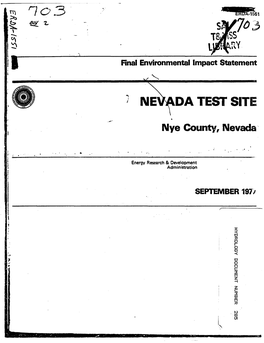 Final Environmental Impact Statement for Nevada Test Site