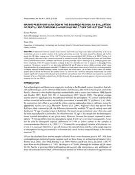 Marine Reservoir Variation in the Bismarck Region: an Evaluation of Spatial and Temporal Change in Dr and R Over the Last 3000 Years