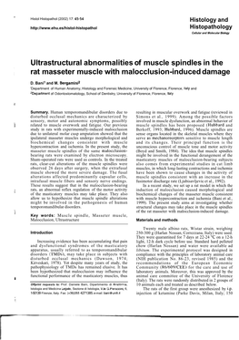 Ultrastructural Abnormalities of Muscle Spindles in the Rat Masseter Muscle with Malocclusion-Induced Damage