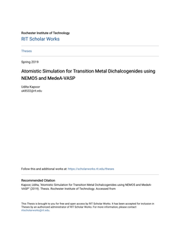 Atomistic Simulation for Transition Metal Dichalcogenides Using NEMO5 and Medea-VASP