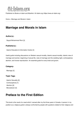 Marriage and Morals in Islam