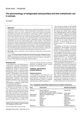 The Pharmacology of Halogenated Salicylanilides and Their Anthelmintic Use in Animals