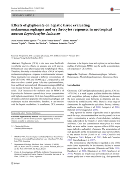 Effects of Glyphosate on Hepatic Tissue Evaluating Melanomacrophages and Erythrocytes Responses in Neotropical Anuran Leptodactylus Latinasus