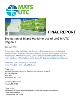 Evaluation of Inland Maritime Use of LNG in UTC Region 3