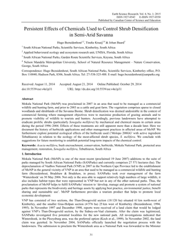 Persistent Effects of Chemicals Used to Control Shrub Densification in Semi-Arid Savanna