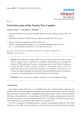 Viral Subversion of the Nuclear Pore Complex