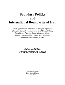 Boundary Politics and International Boundaries of Iran