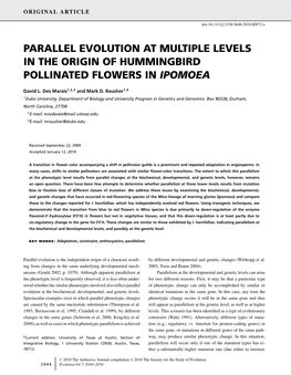 Parallel Evolution at Multiple Levels in the Origin of Hummingbird Pollinated Flowers in Ipomoea