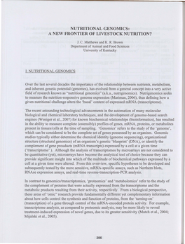 Nutritional Genomics: a New Frontier of Livestock Nutrition?