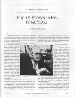 A Grandson's Reminiscence HUGH B. BROWN in HIS FINAL YEARS