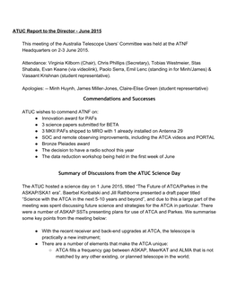 ATUC Report to the Director - June 2015