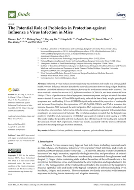 The Potential Role of Probiotics in Protection Against Influenza a Virus