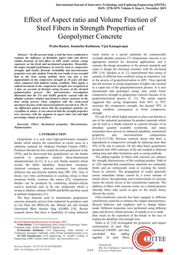 Effect of Aspect Ratio and Volume Fraction of Steel Fibers in Strength Properties of Geopolymer Concrete