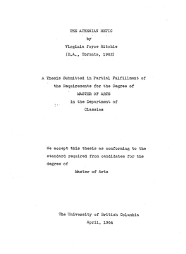 THE ATHENIAN METIC by Virginia Joyce Ritchie (B.A., Toronto, 1962)