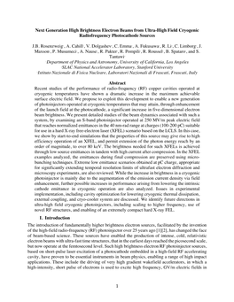 1 Next Generation High Brightness Electron Beams from Ultra-High