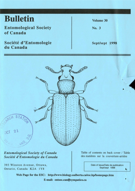 Bulletin of the Entomological Society of Canada, Lllustrajed on the Front Cover Is a Rhinoslmus Vlridiaeneus Randall