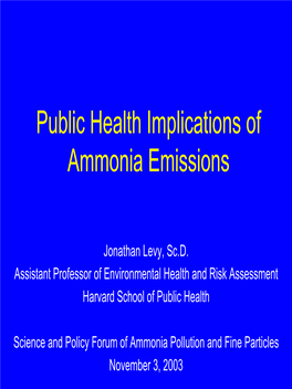 Public Health Implications of Ammonia Emissions