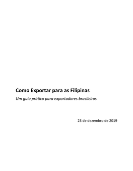 Como Exportar Para As Filipinas Um Guia Prático Para Exportadores Brasileiros