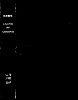 Genealogies and Reminiscences [Microform] / Compiled by Henrietta Hamilton Mccormick