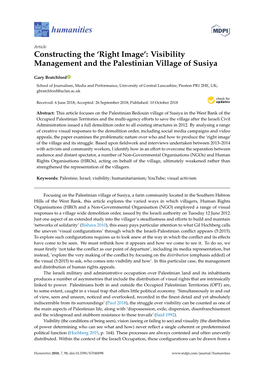 Constructing the 'Right Image': Visibility Management and the Palestinian Village of Susiya