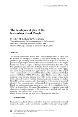 The Development Plan of the Penghu Low-Carbon Island