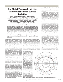 The Global Topography of Mars and Implications for Surface Evolution