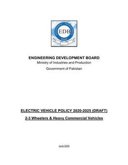 Electric Vehicles Policy 2020-2025 2020