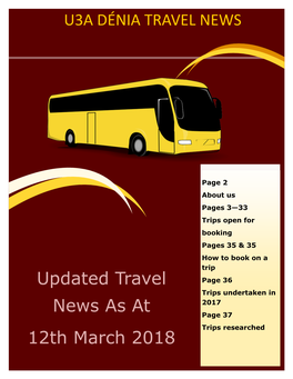 Updated Travel News As at 12Th March 2018