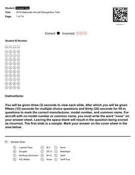 New Aircraft Recognition Answer Sheets