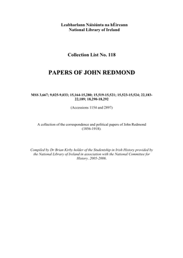 Papers of John Redmond
