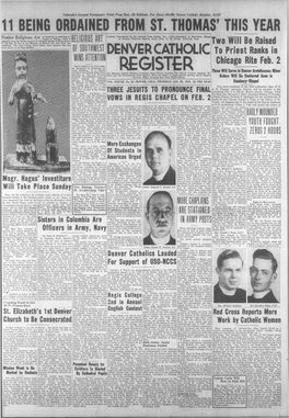 Denver Catholic Register, 23,829 11 BEING ORDAINED from ST