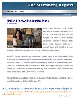 Hail and Farewell to Jessica Jones by Steve Sternberg