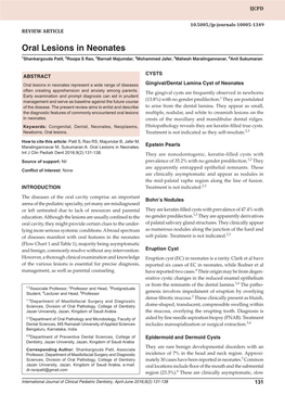 Oral Lesions in Neonates Review Article