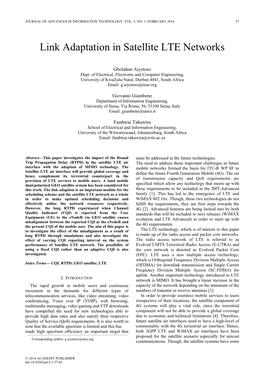 Link Adaptation in Satellite LTE Networks