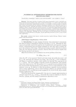 Numerical Optimization Methods for Blind Deconvolution