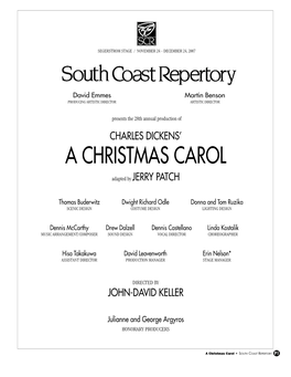 A CHRISTMAS CAROL Adapted by JERRY PATCH