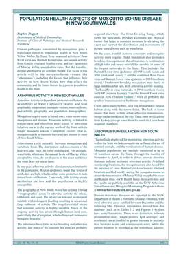 Population Health Aspects of Mosquito-Borne Disease in New South Wales