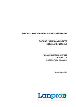 Historic Environment Desk-Based Assessment Docking Farm Solar