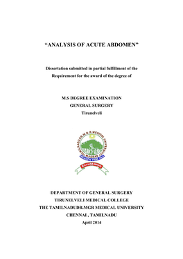 “Analysis of Acute Abdomen”