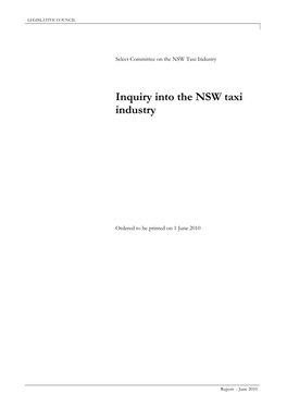Inquiry Into the NSW Taxi Industry