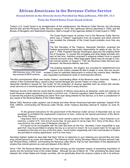 African-Americans in the Revenue Cutter Service